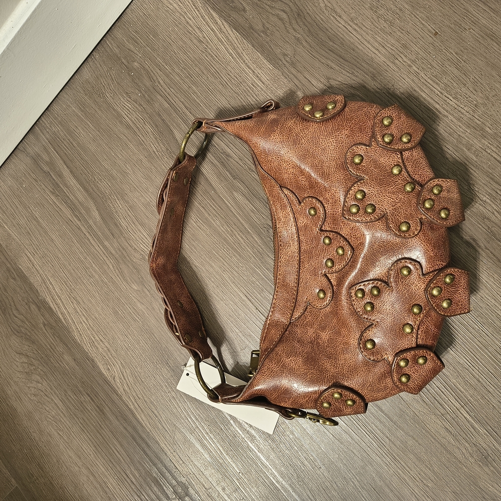 Brown Studded Women's Bag - Picture 3 of 8